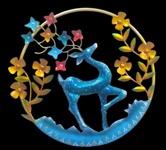 Metal Deer With Wild Flowers LED Wall Art - ArtyCraftz