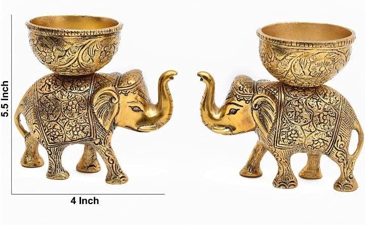 Metal Elephant with Urli Bowl - ArtyCraftz