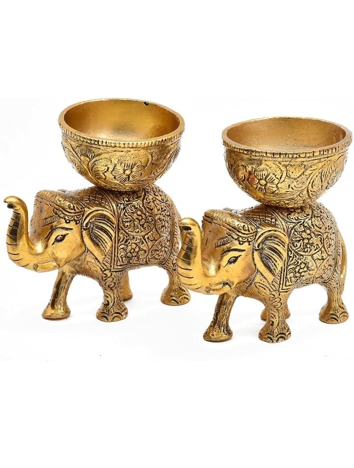 Metal Elephant with Urli Bowl - ArtyCraftz