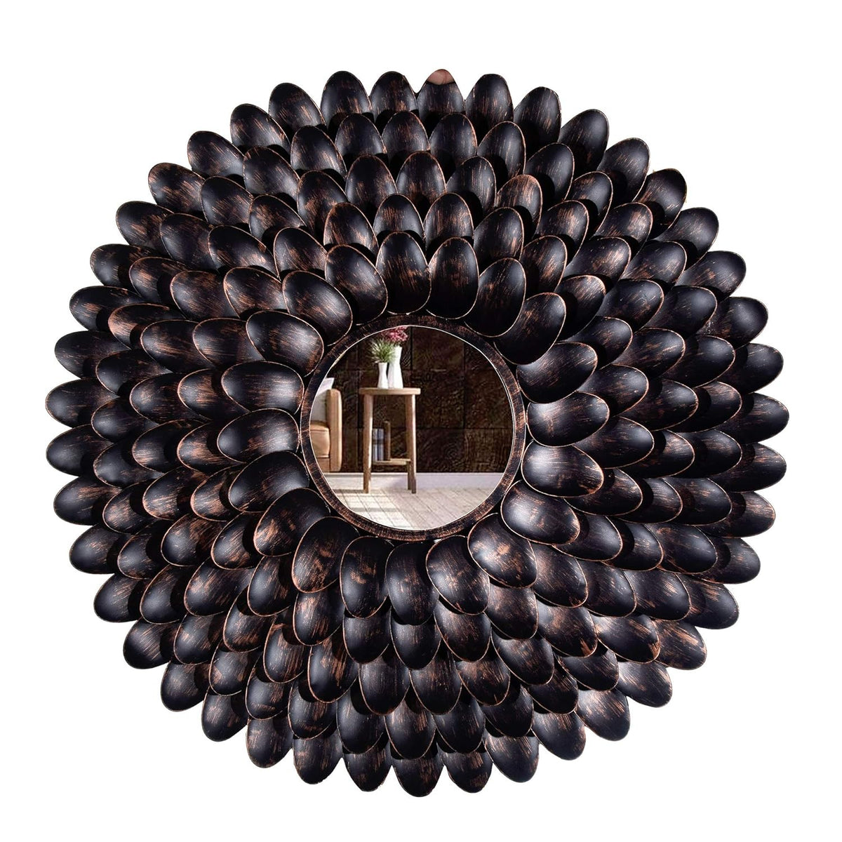 Metal Floral Petals Arranged Wall Mirror - ArtyCraftz