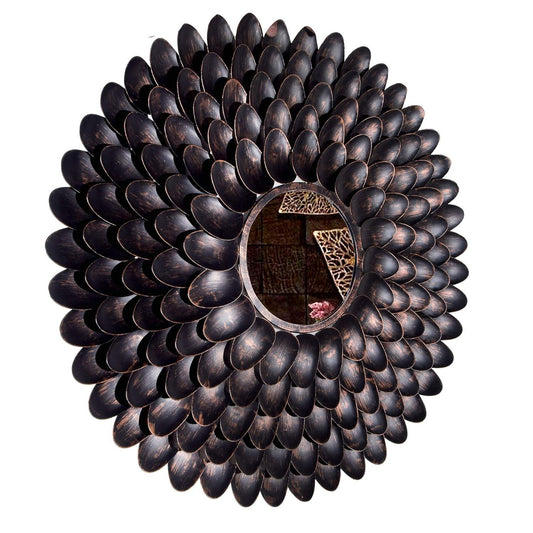 Metal Floral Petals Arranged Wall Mirror - ArtyCraftz