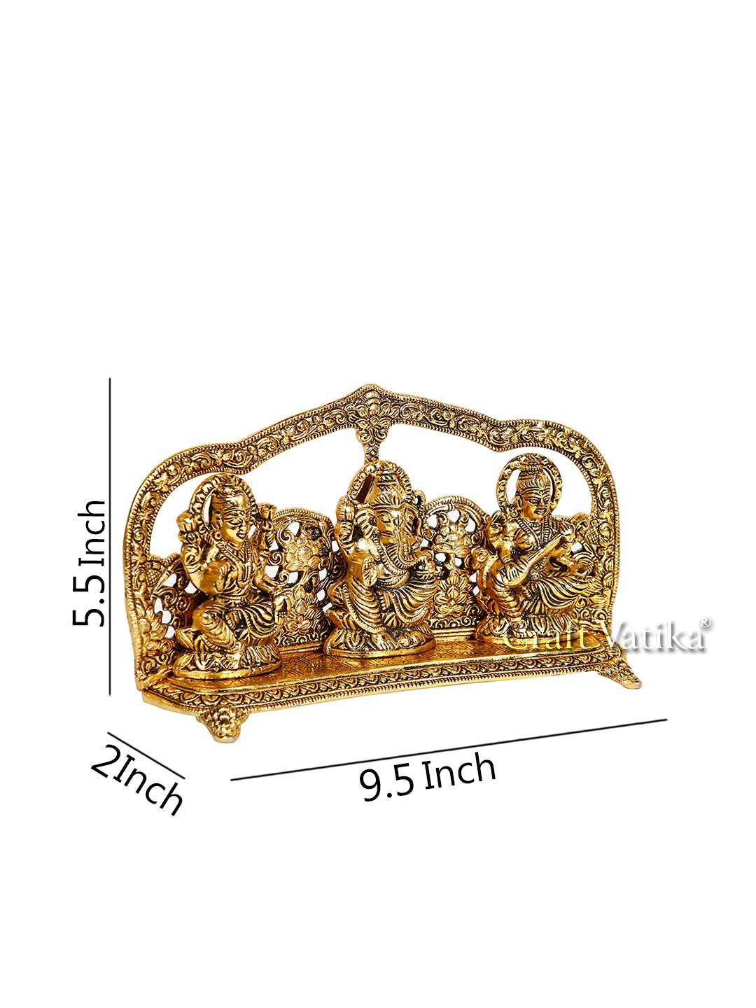 Metal Laxmi Ganesh Saraswathi Idol - ArtyCraftz