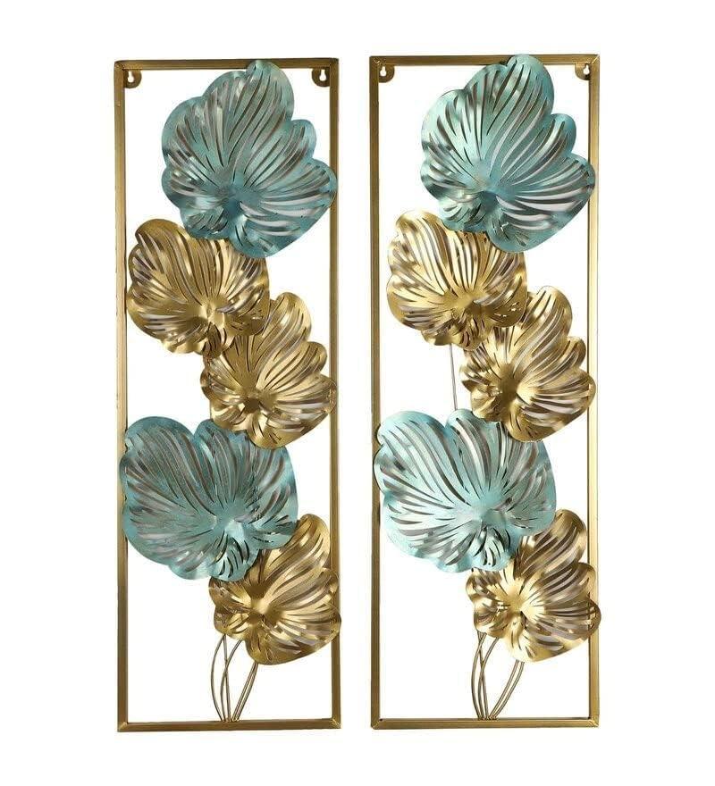 Metal Multicolor Big Leaves Wall Art - ArtyCraftz