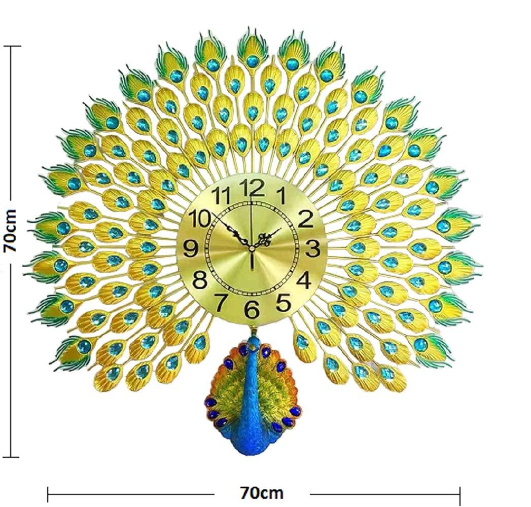 Metal Peacock With Gem Stones Plumage Wall Clock - ArtyCraftz