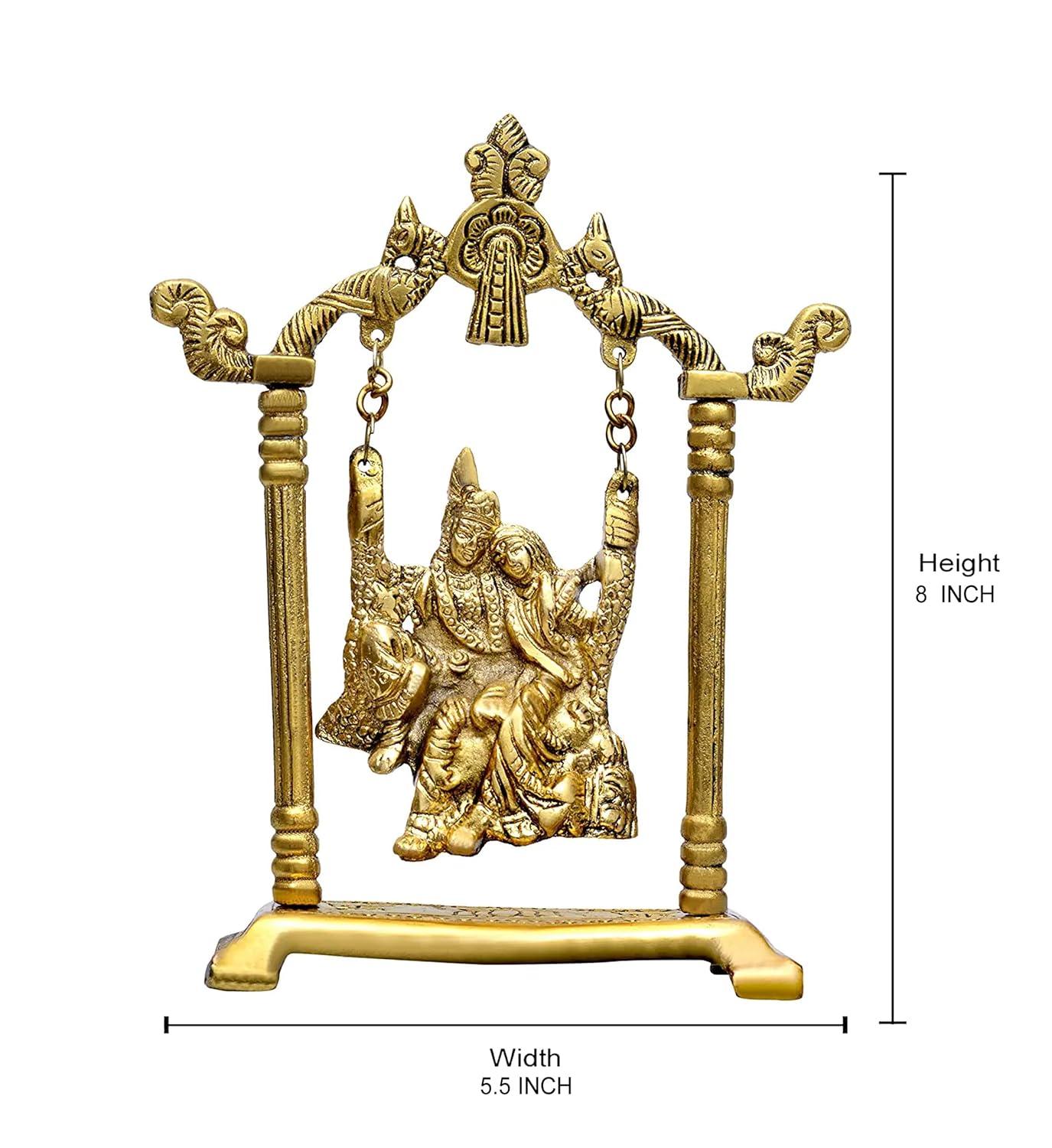 Metal Radha Krishna Sitting on Swing Idol - ArtyCraftz