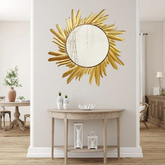 Metal Sun Design Wall Mirror for Home Decor and Gifting - ArtyCraftz