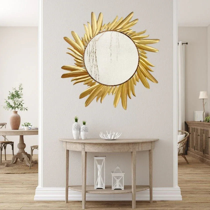 Metal Sun Design Wall Mirror for Home Decor and Gifting - ArtyCraftz