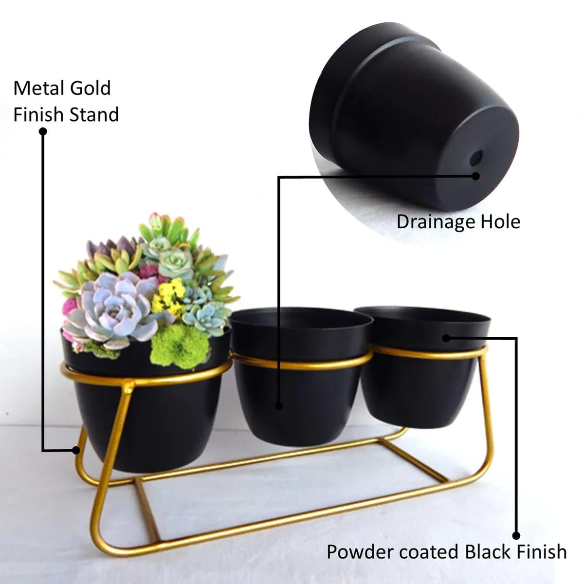 Metal Triple Pot Table Top Planter - ArtyCraftz