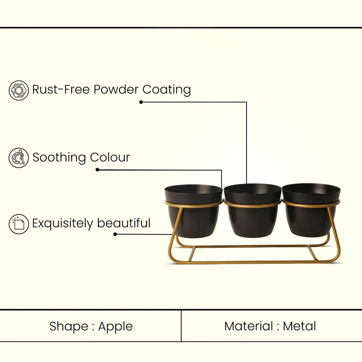 Metal Triple Pot Table Top Planter - ArtyCraftz