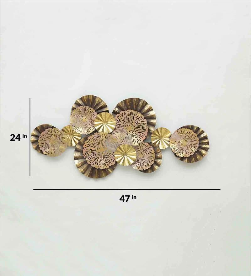 metal floral wall art gold modern wall decor large 47x24 inch luxury wall hanging- ArtyCraftz.com
