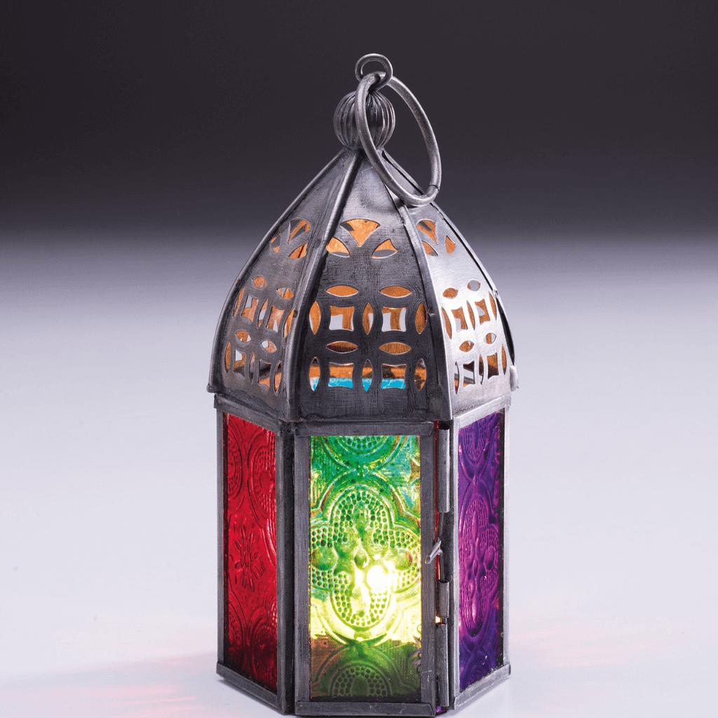 Moroccan Style Multi Color Glass ethical T light Candle holder - ArtyCraftz