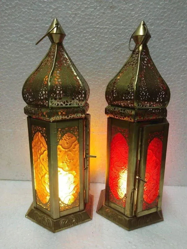 Moroccan Tonal Glass Tea Light Candle Holders - ArtyCraftz