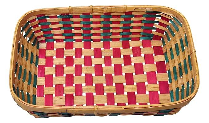Multicolor Rectangular Fancy Bamboo Basket - ArtyCraftz