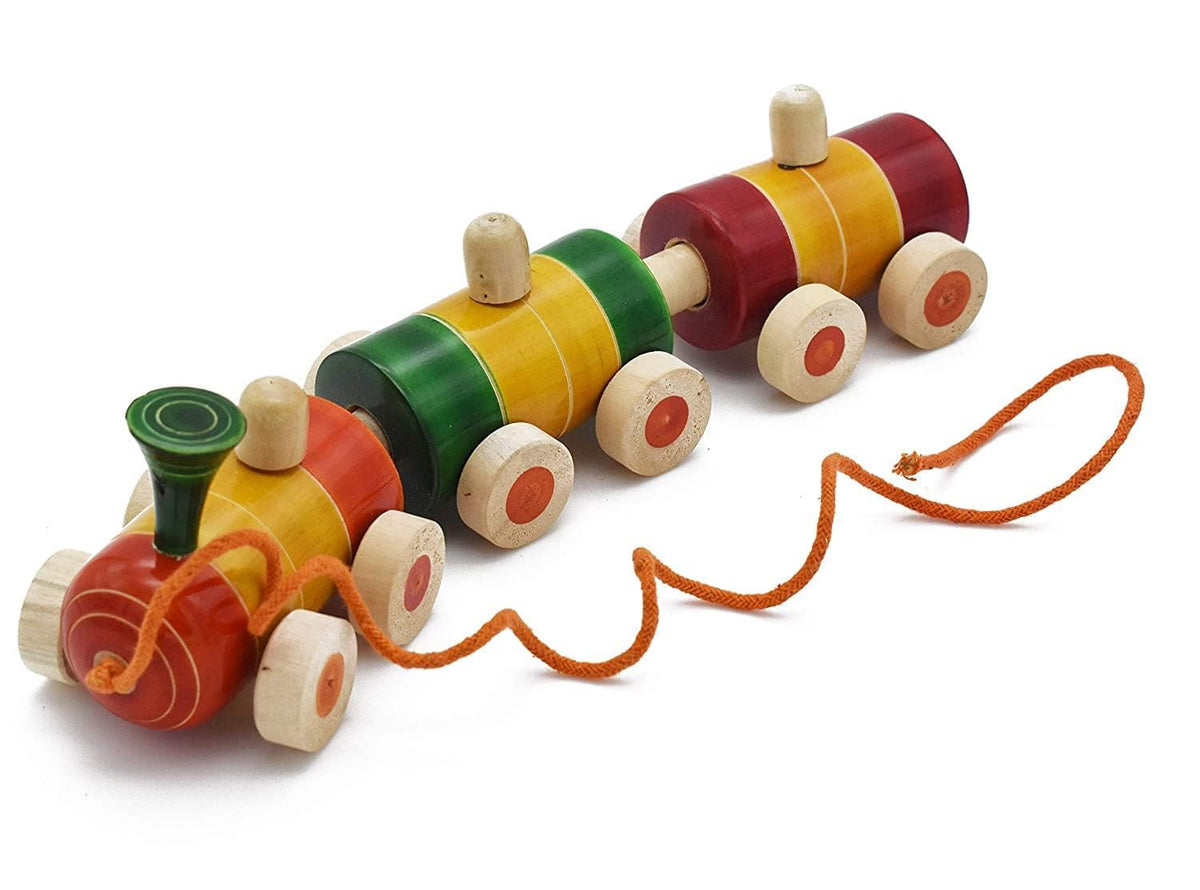 nnapatna Wooden Pull-Along Train Toy-artycraftz.com