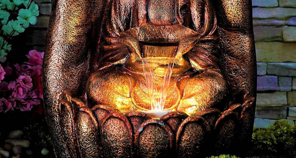 Palm Buddha face Shower Water Fountain Copper Color - ArtyCraftz