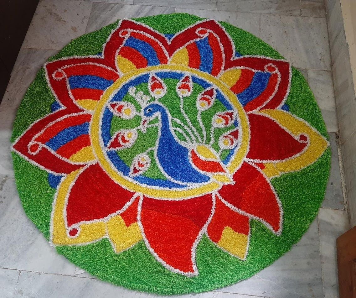 Peacock Design Rangoli Mat - ArtyCraftz