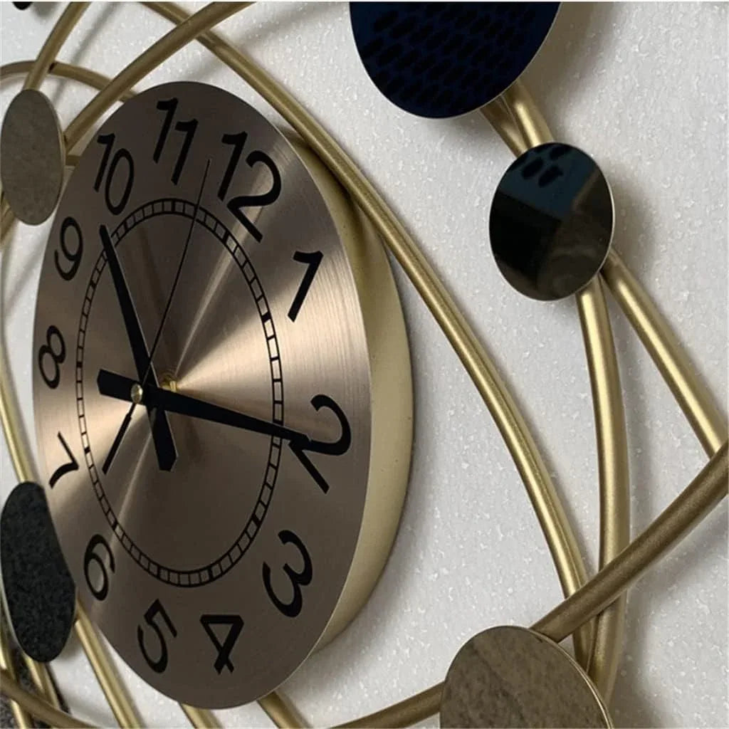 Planets Shaped Metal Golden Wall Clock - ArtyCraftz