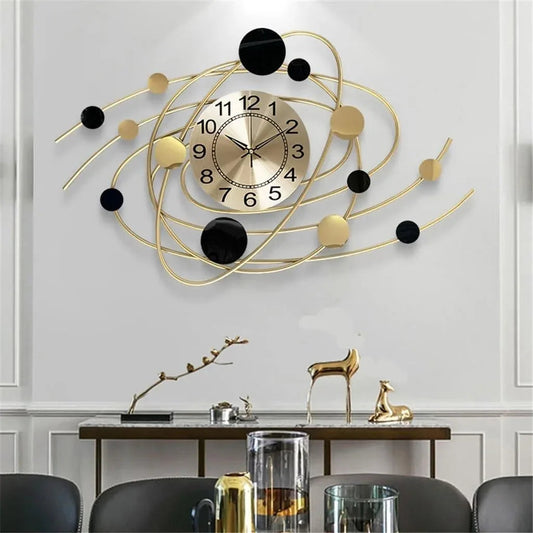 Planets Shaped Metal Golden Wall Clock - ArtyCraftz
