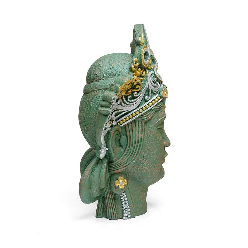 Poly Resin Green Tara Head Statue - ArtyCraftz