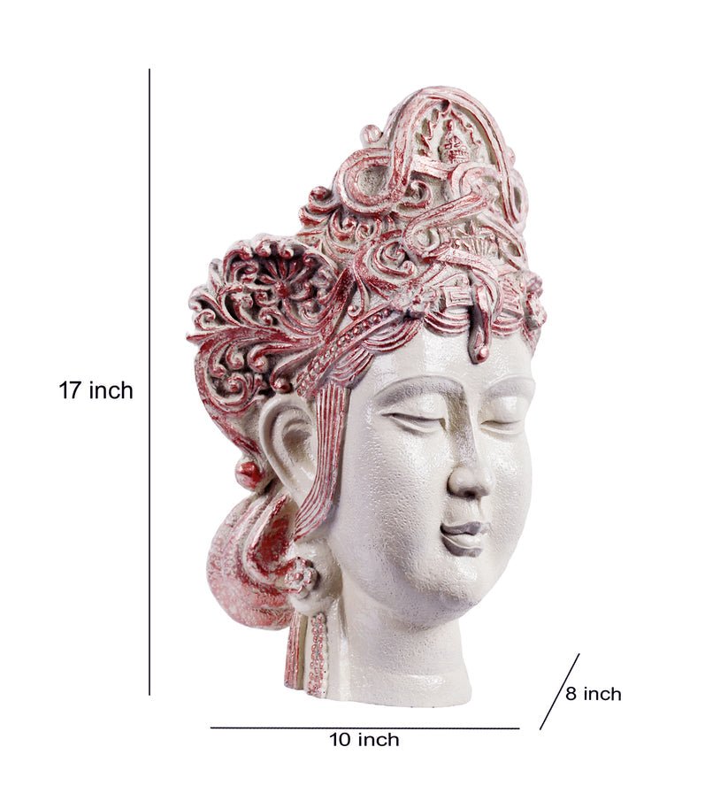 Poly Resin White Tara Head Statue - ArtyCraftz