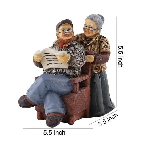 Polyresin Old Couple Show Piece - ArtyCraftz