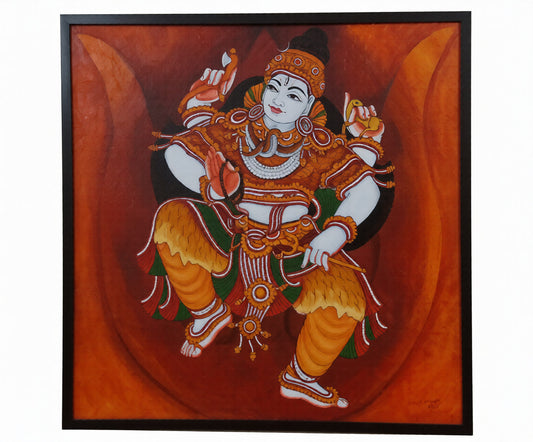 Handpainted Dancing Shiva Kerala Wall Mural Painting-ArtyCraftz.com