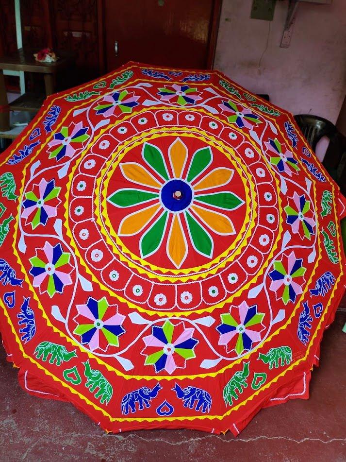 Pure Cotton Wedding Umbrella 82 Inches Red Color - ArtyCraftz
