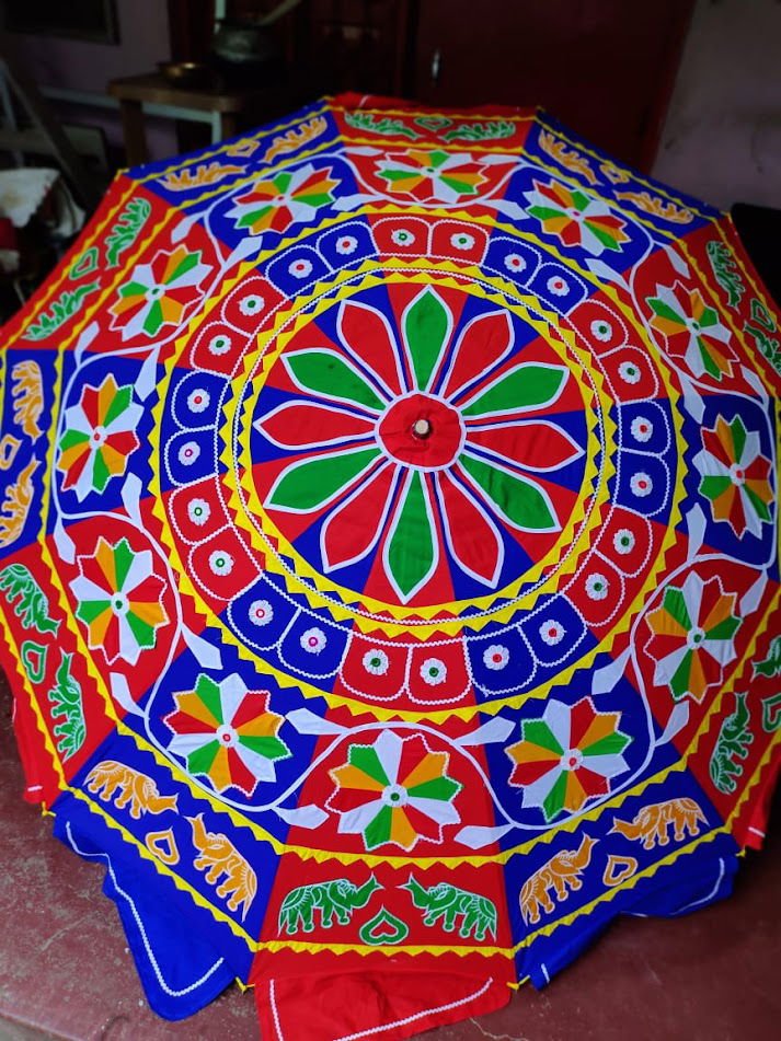 Pure Cotton Wedding Umbrella 82 Inches Red with Blue Color - ArtyCraftz
