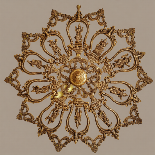 Large Handcrafted Brass Dashavatara Wall Hanging-ArtyCraftz.com