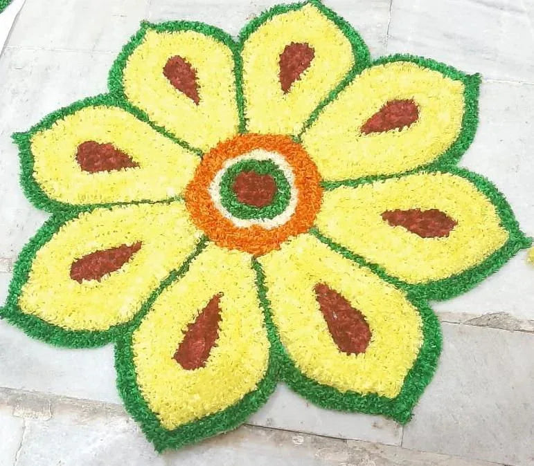 Rangoli Mat Flower Design Door Mat 3 Feet - ArtyCraftz