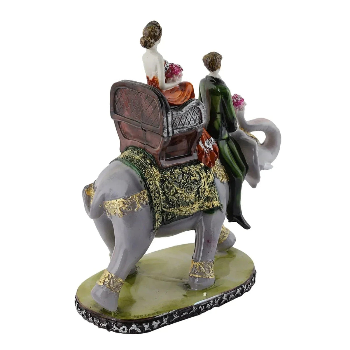 Resin Couple Riding Elephant Showpiece - ArtyCraftz
