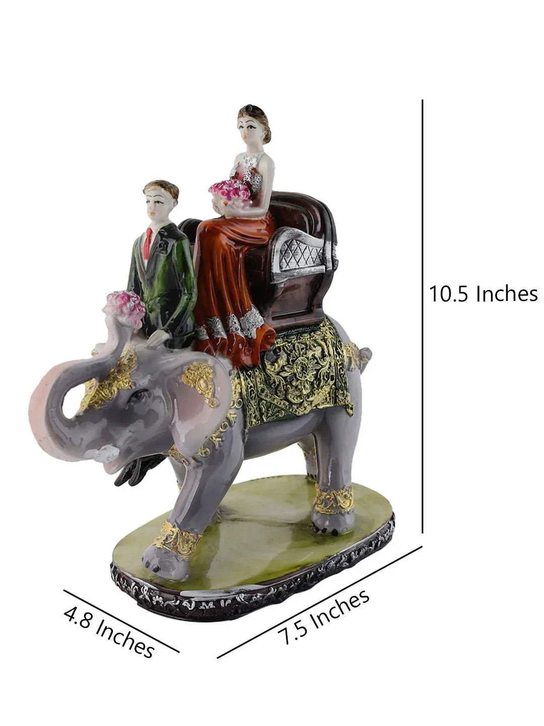 Resin Couple Riding Elephant Showpiece - ArtyCraftz