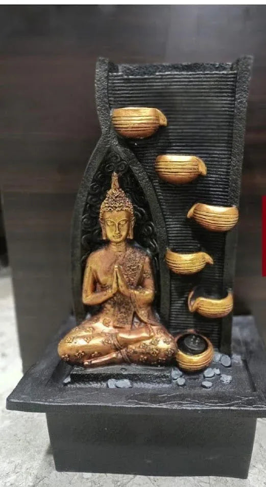Resin Five Lupi Buddha Water Fountain for Table Decor - ArtyCraftz