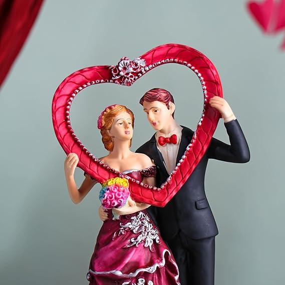 Resin Love Couple Statue with Heart Frame Showpiece for Gifting - ArtyCraftz