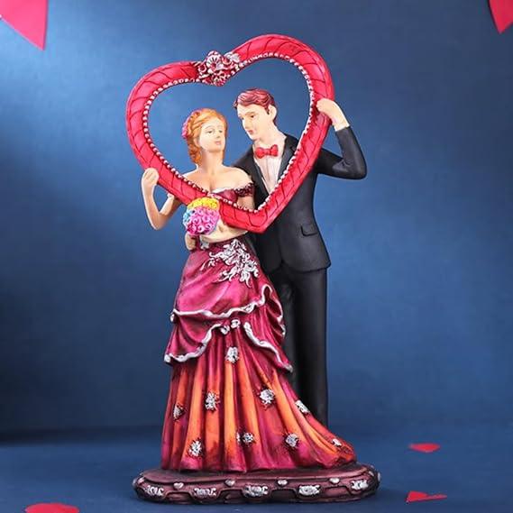Resin Love Couple Statue with Heart Frame Showpiece for Gifting - ArtyCraftz