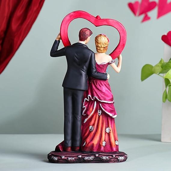 Resin Love Couple Statue with Heart Frame Showpiece for Gifting - ArtyCraftz