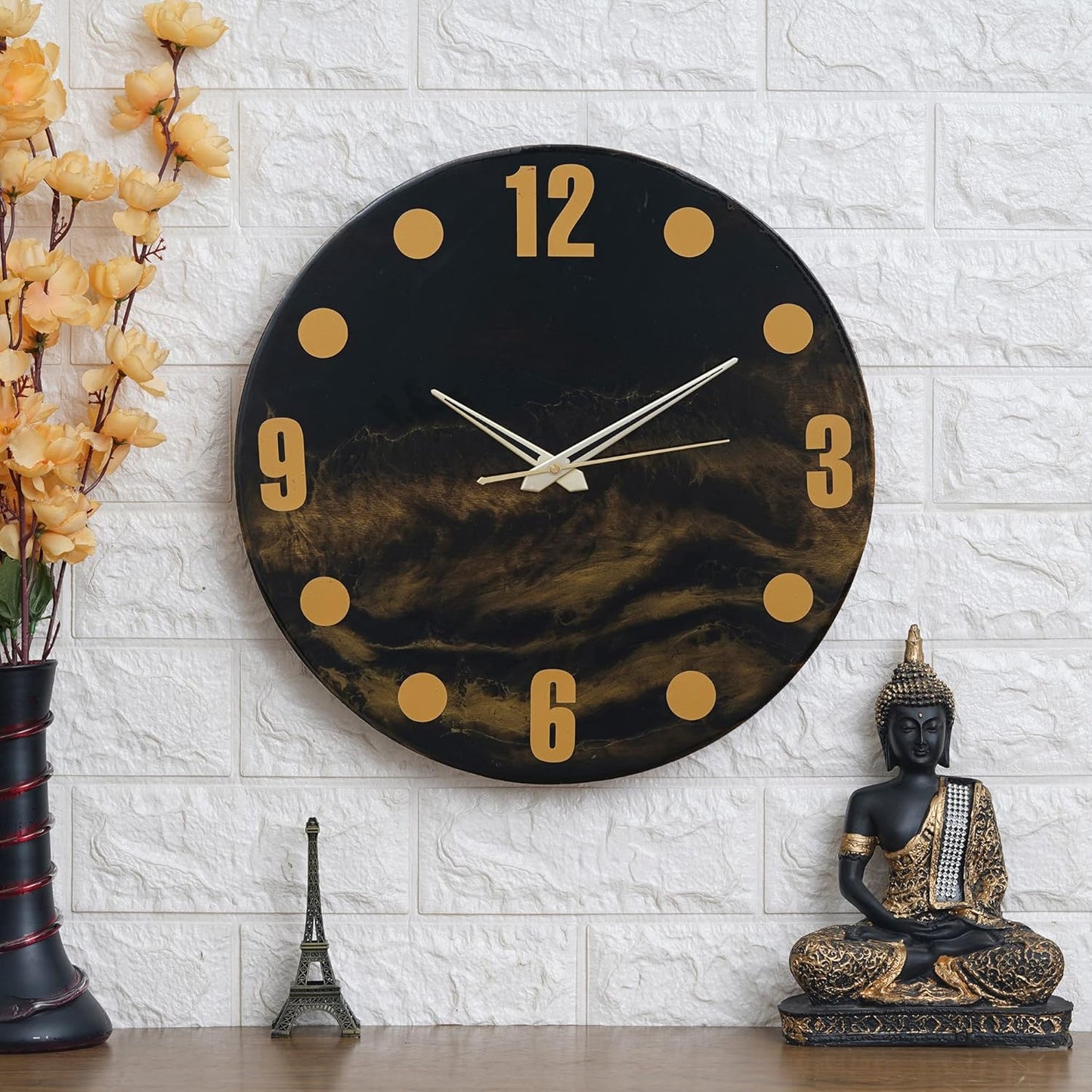 Resin Mechanical Wall Clock Without Frame for Home, Office, Living Room, Bedroom Silent Sweep Noiseless - ArtyCraftz