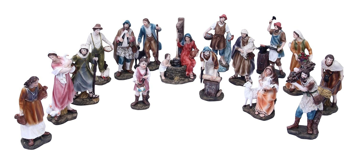 Resin Village set for Christmas Nativity (16 Pieces) 8 Inches - ArtyCraftz