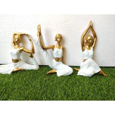 Resin Yoga Girls Showpiece White - ArtyCraftz