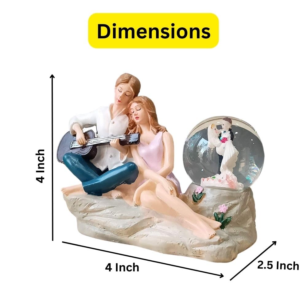 Romantic Love Couple Glass Ball Miniature Statue Showpiece for Gift - ArtyCraftz