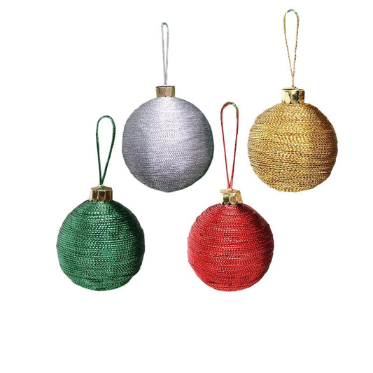 Round Lurex Bauble Christmas Hanging Ornaments - ArtyCraftz