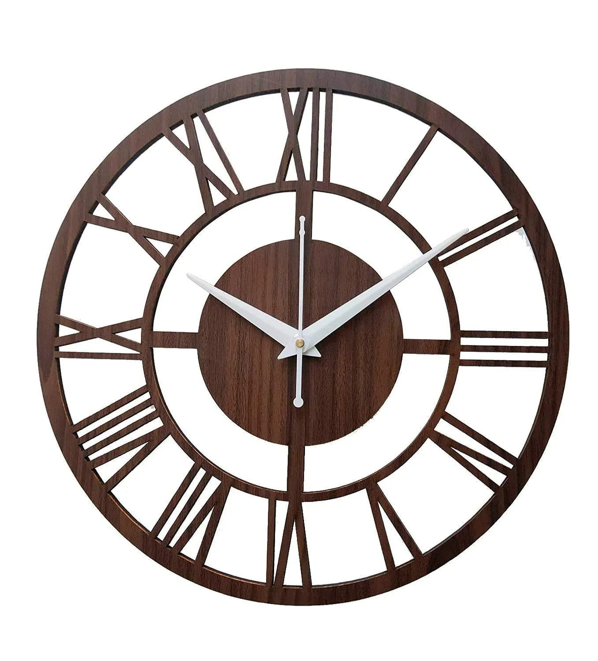 Round Roman Wooden Clock, Wood Carving MDF Design - ArtyCraftz
