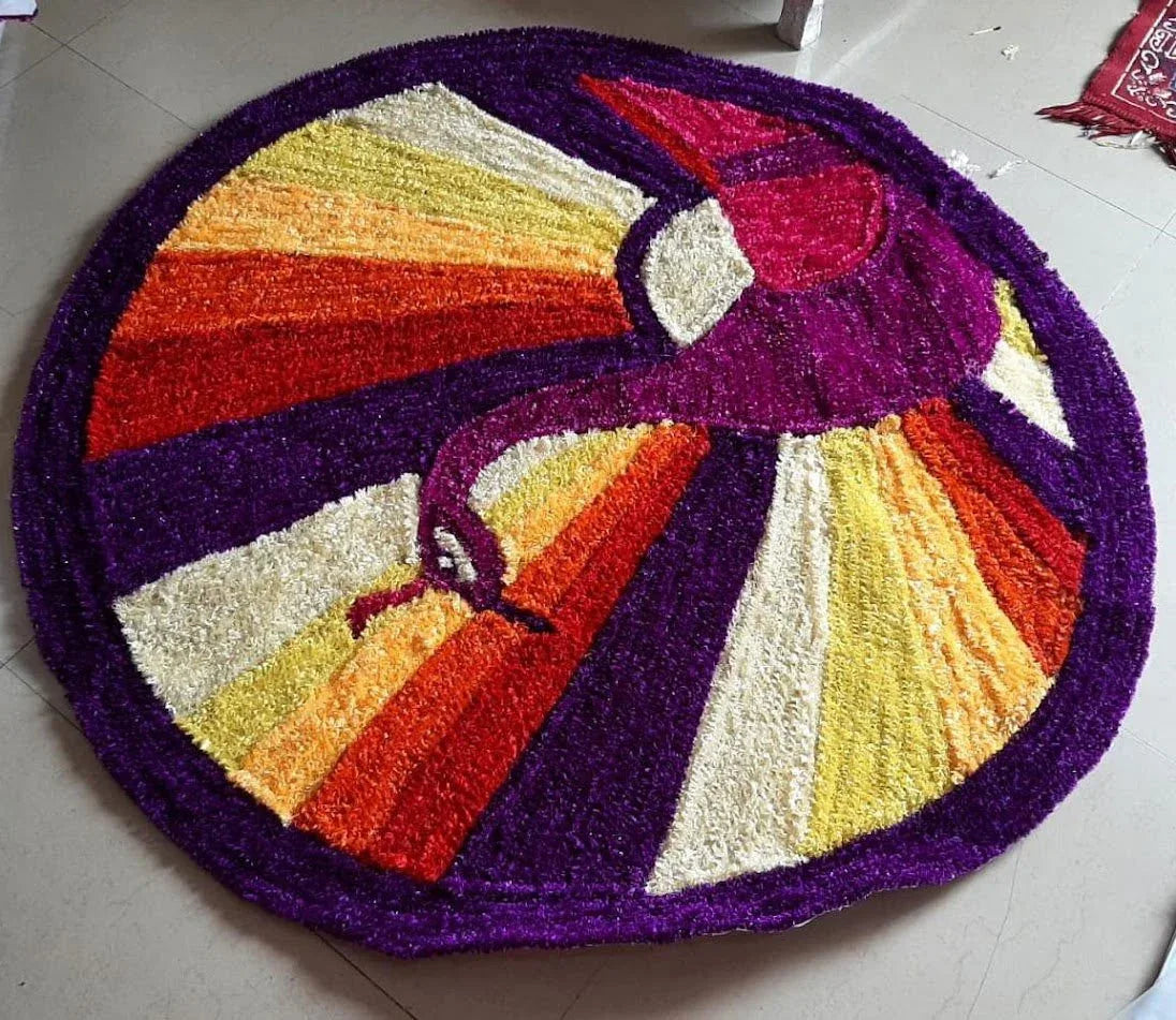 Royal Colored Peacock Design Rangoli Mat - ArtyCraftz