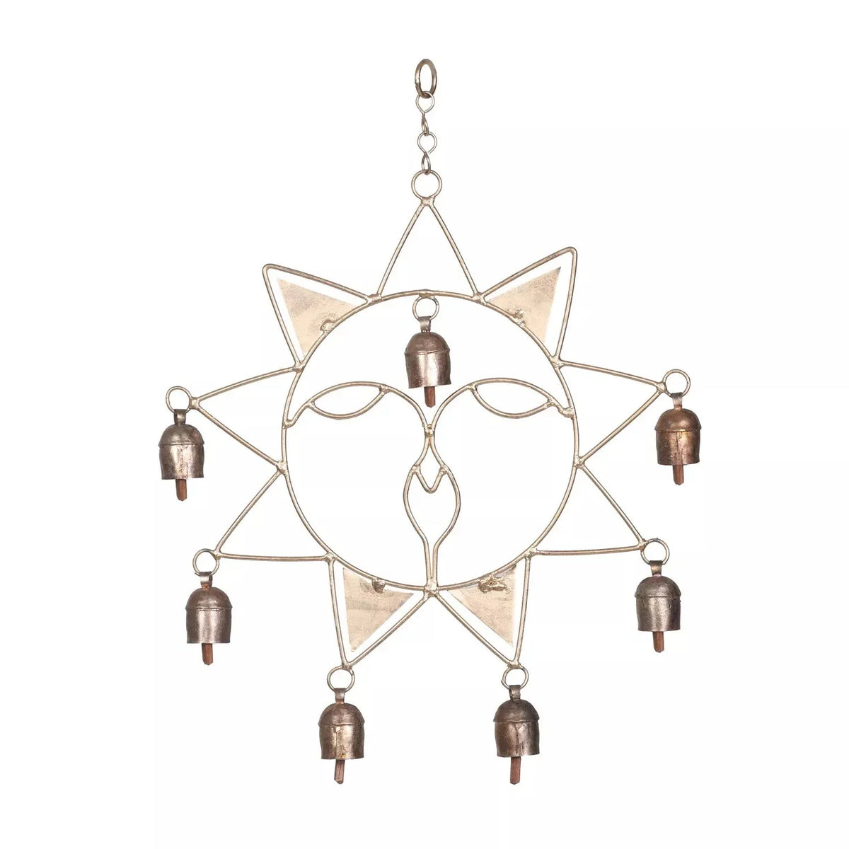 Rustic 6 Metal Bells Sun Design Windchime - ArtyCraftz