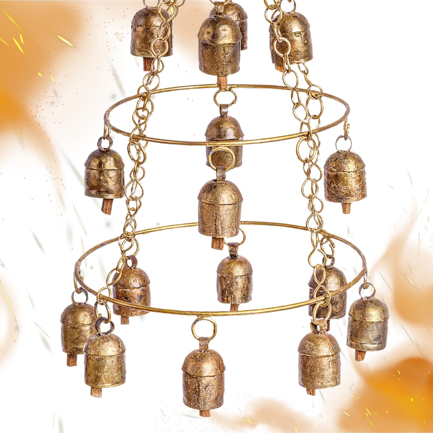 Rustic and Polished Jhumar with Wind Chimes - ArtyCraftz