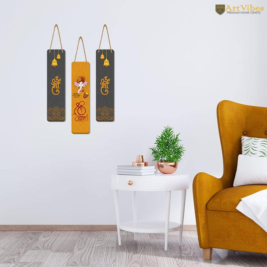 Shree Ganesh Painted on MDF Wood Wall Hanging - ArtyCraftz