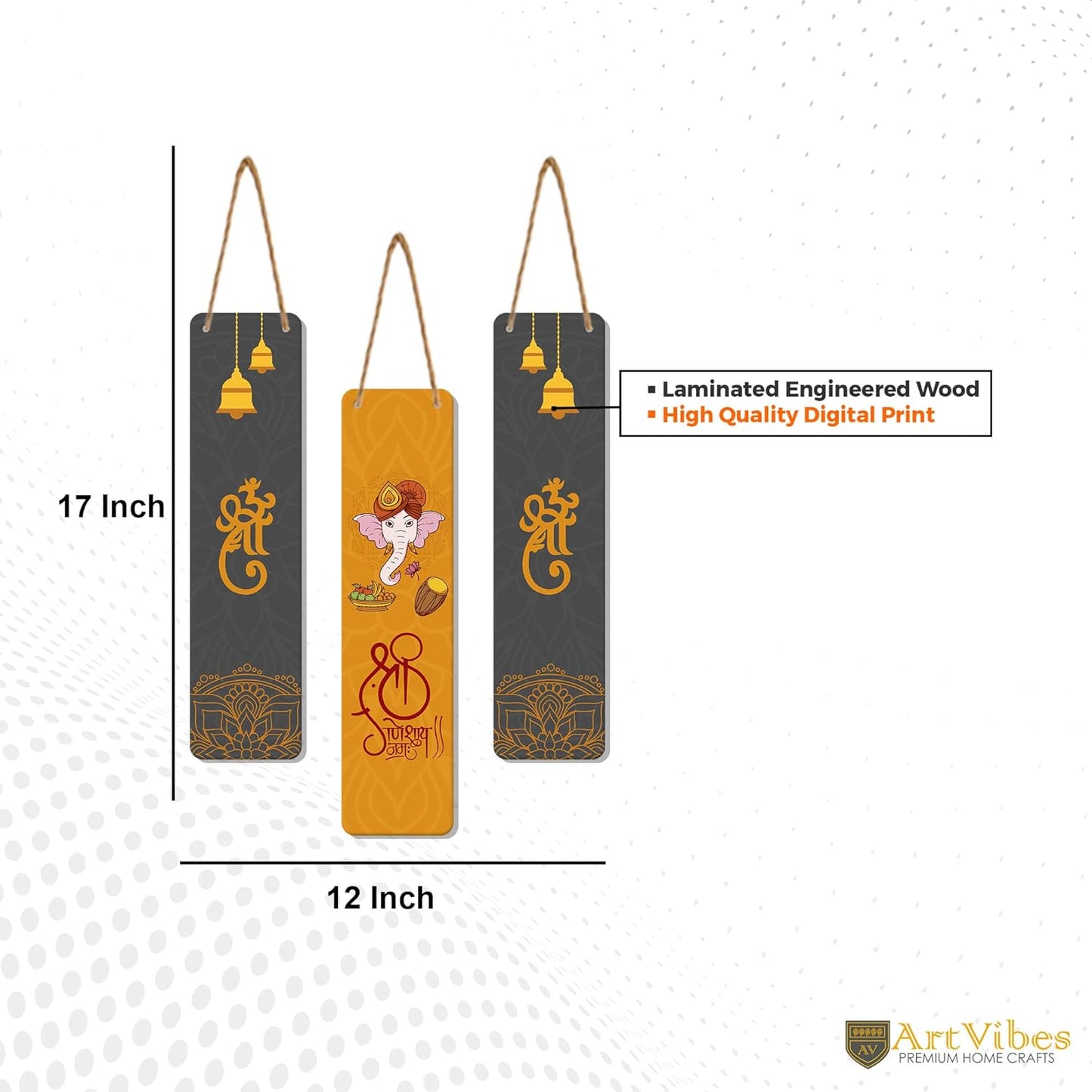 Shree Ganesh Painted on MDF Wood Wall Hanging - ArtyCraftz