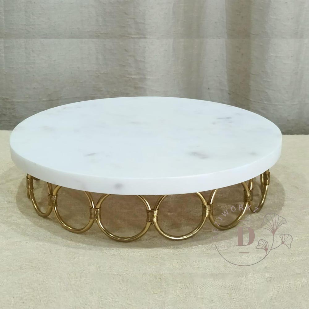 Single Loop Marble Cake Platter with Matching Knife - ArtyCraftz