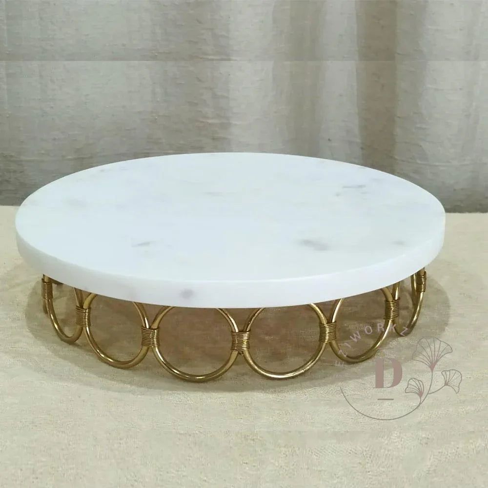 Single Loop Marble Cake Platter with Matching Knife - ArtyCraftz