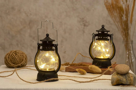 Small Acrylic Antique Lamp Hurricane Wall Hanging LED String Light Holder (2 Pieces) - ArtyCraftz